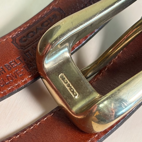 Vintage Coach Mahogany Brown Leather Belt Brass Buckle 8528 EUC - Picture 4 of 14